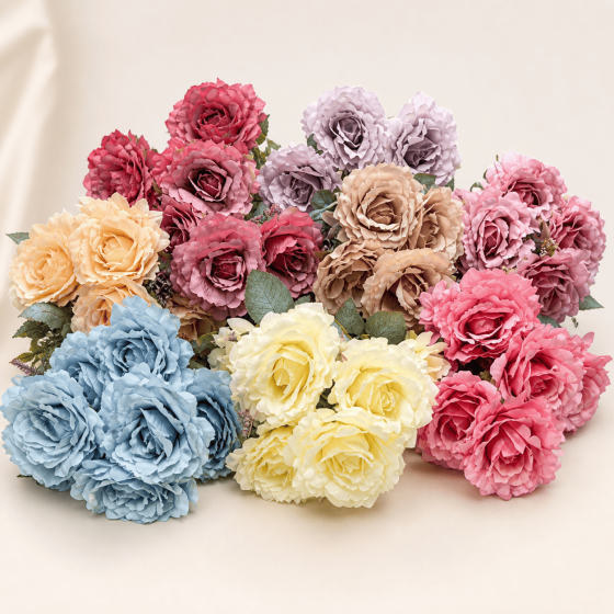 Mixed Artificial Rose Bouquet for Wholesale Decoration